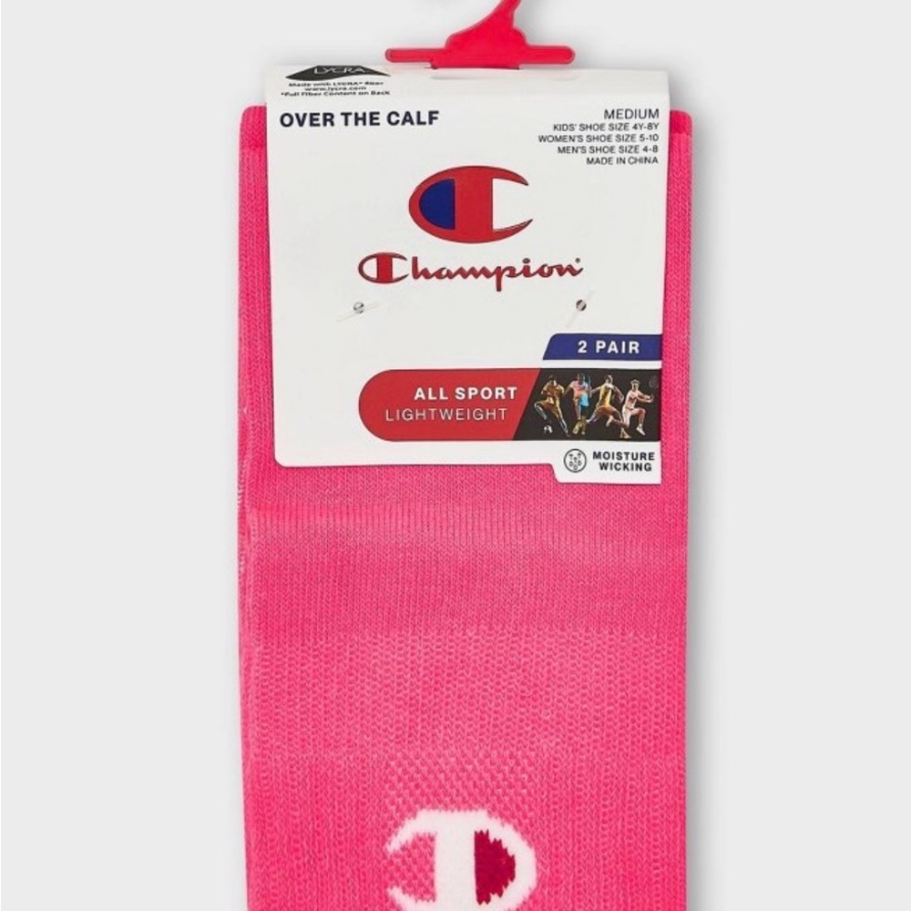 Champion Bright Pink Over the Calf Socks